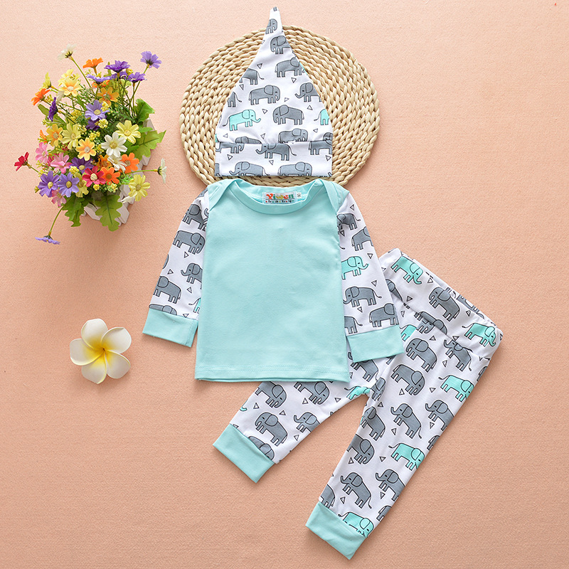 Infant cute animal elephant three-piece hood