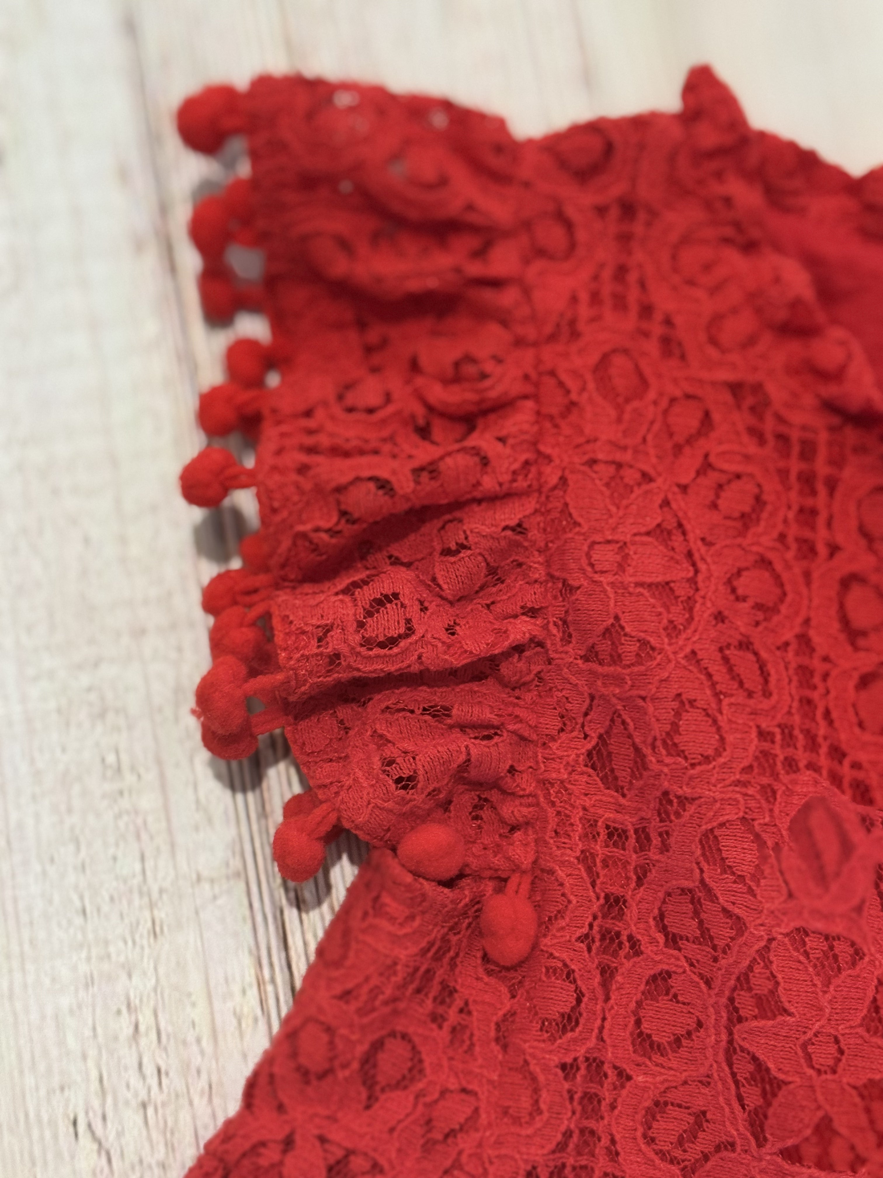 3T Girls Lace Dress with Pom poms