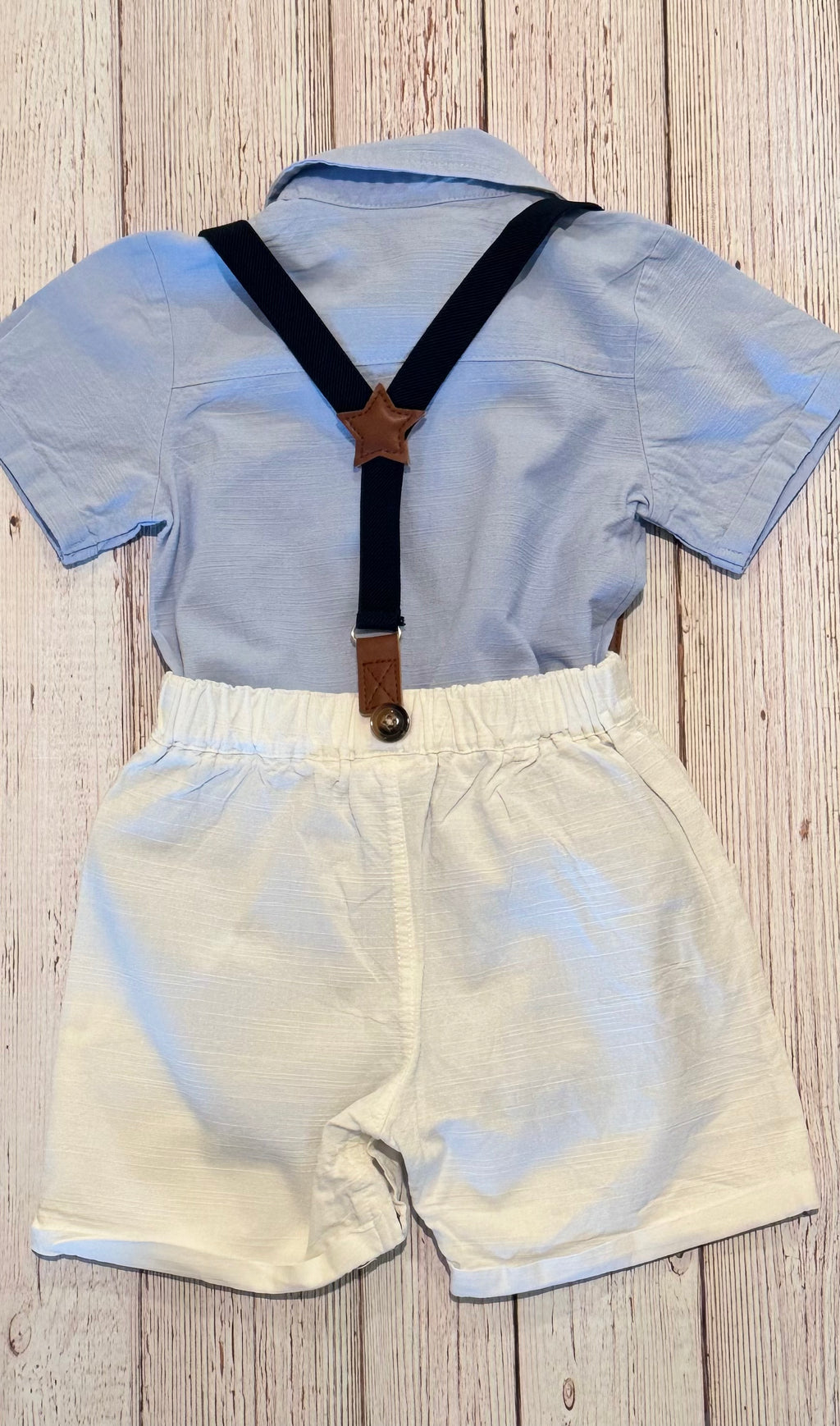 12mo-18mo Toddler Boy short set with suspenders and bow tie