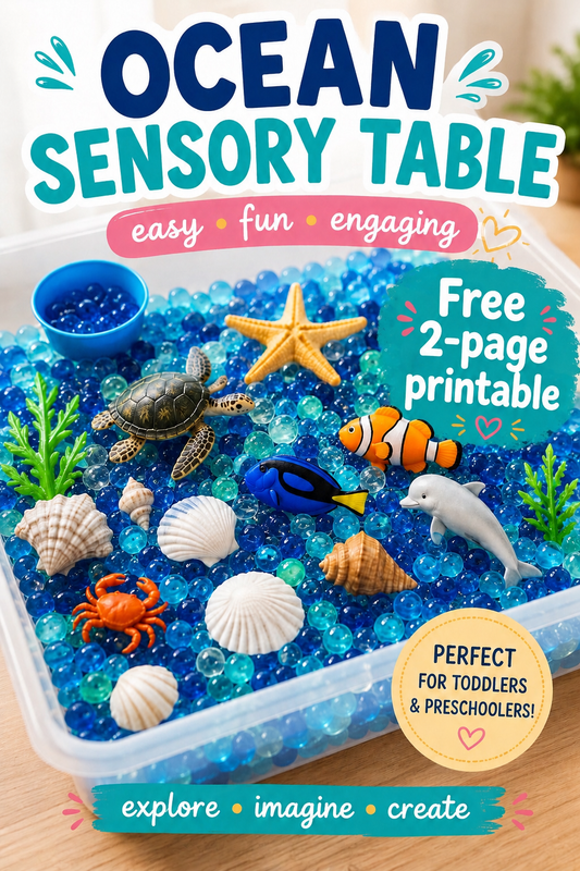 Ocean Sensory Table Printable — Free 2-Page Setup Guide & Scavenger Hunt